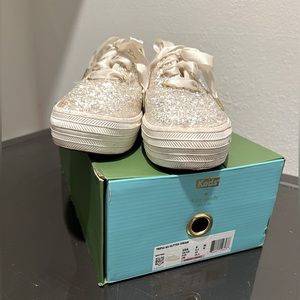 Kate Spade white glitters Keds